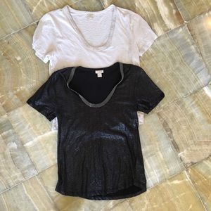 2 J Crew embellished T-shirts.